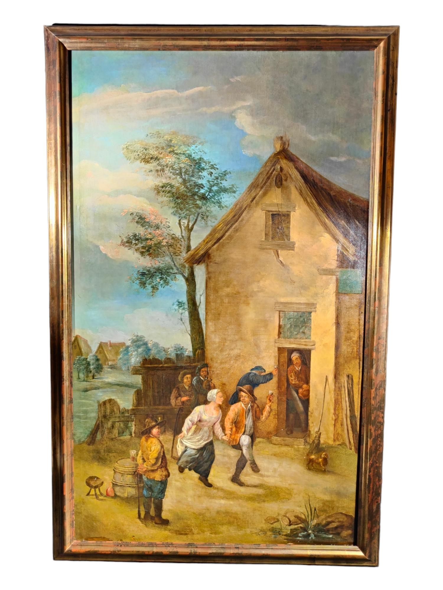 Large Oil On Canvas, Flemish School, XVIIth Century In Good Condition For Sale In Madrid, ES