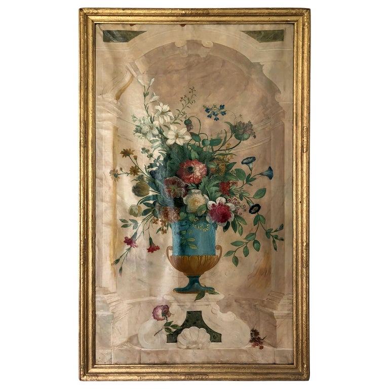 Large Oil on Canvas Floral Still Life For Sale at 1stDibs
