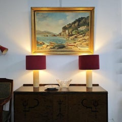 Grand tableau à l'huile sur toile dans un cadre doré, Ercol Magrotti, 115 x 85 cm, Côte amalfitaine