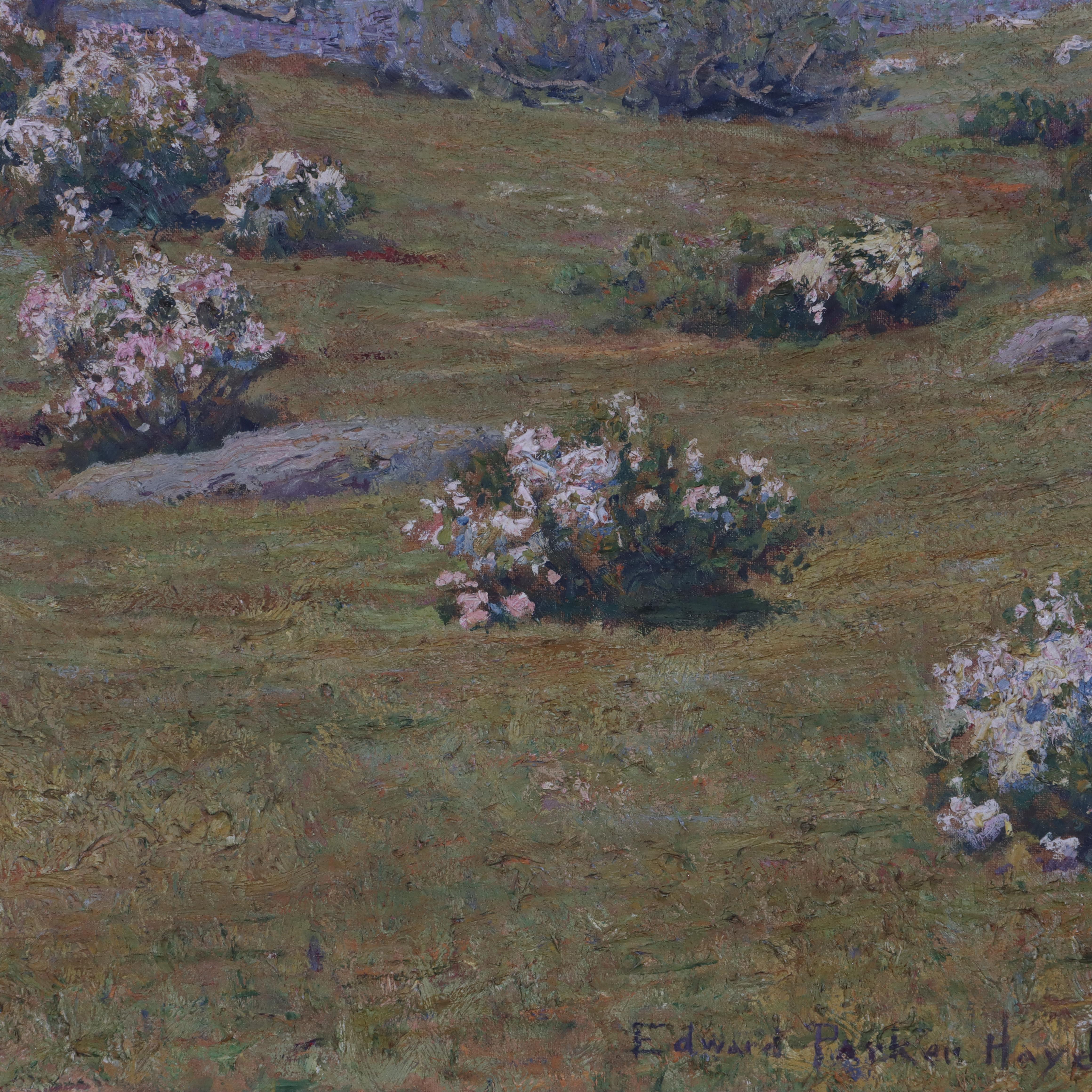 Grande dipinto a olio su tela di paesaggio impressionista di E. Parker Hayden C1894 in vendita 2