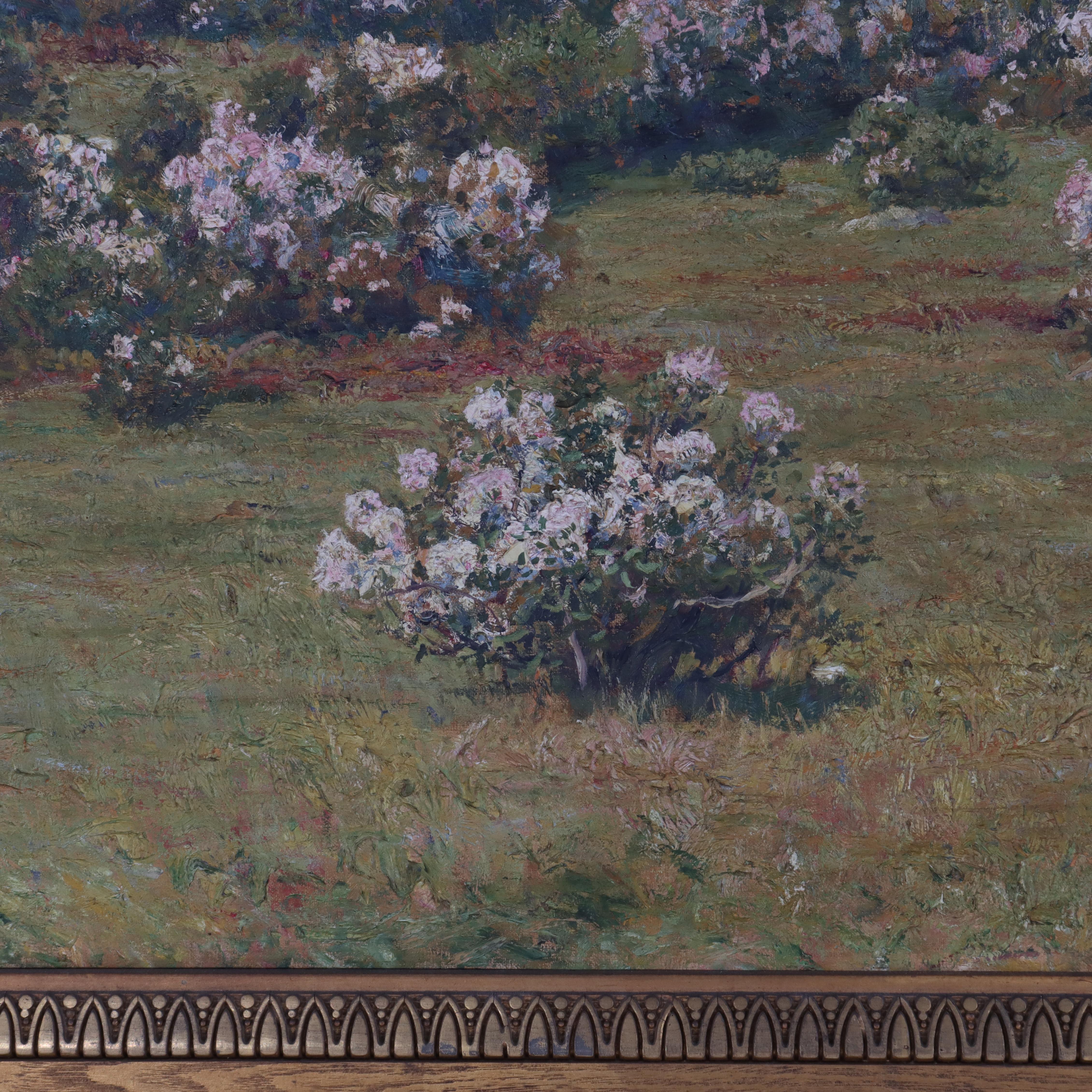 Grande dipinto a olio su tela di paesaggio impressionista di E. Parker Hayden C1894 in vendita 3