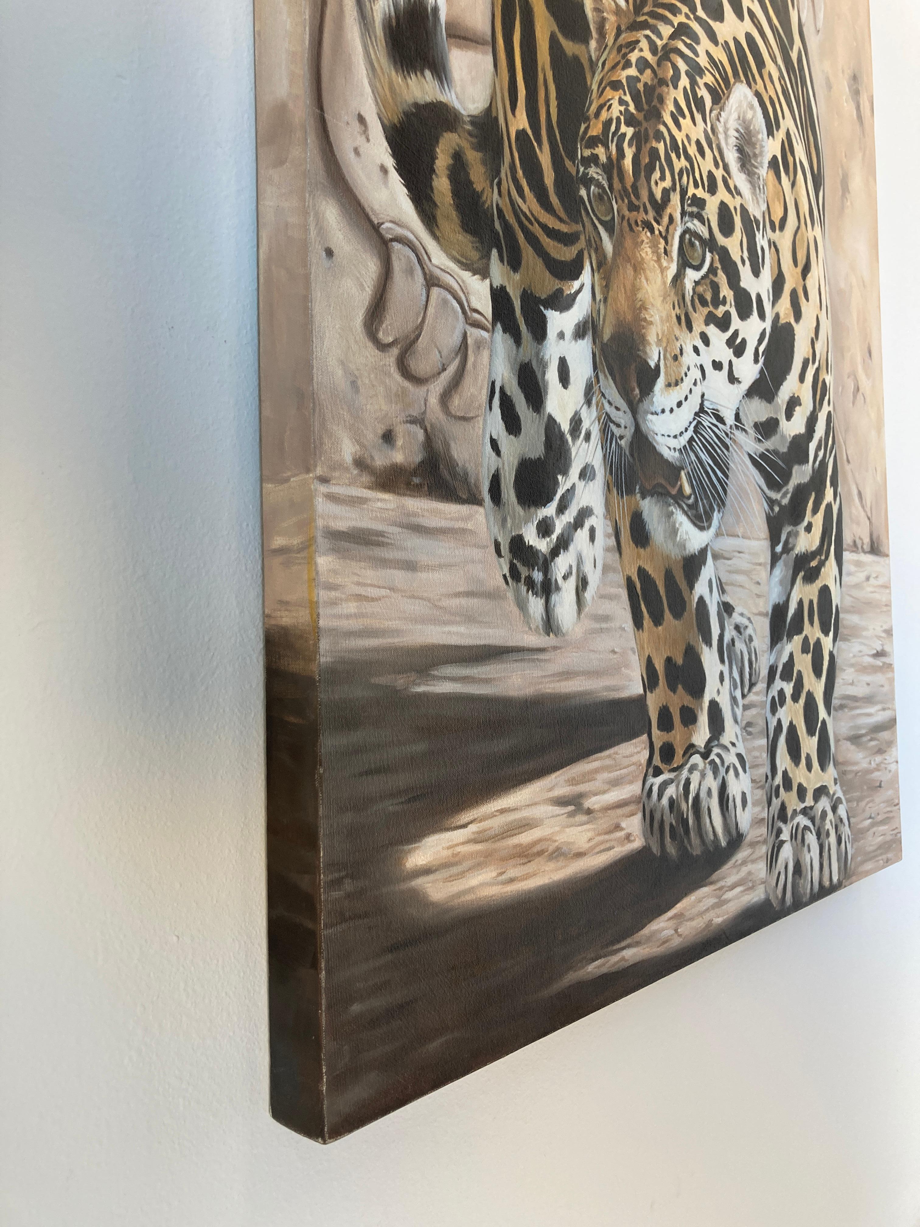 Large Oil on Canvas, Mayan Jaguar by Kindrie Grove 2002 For Sale 2