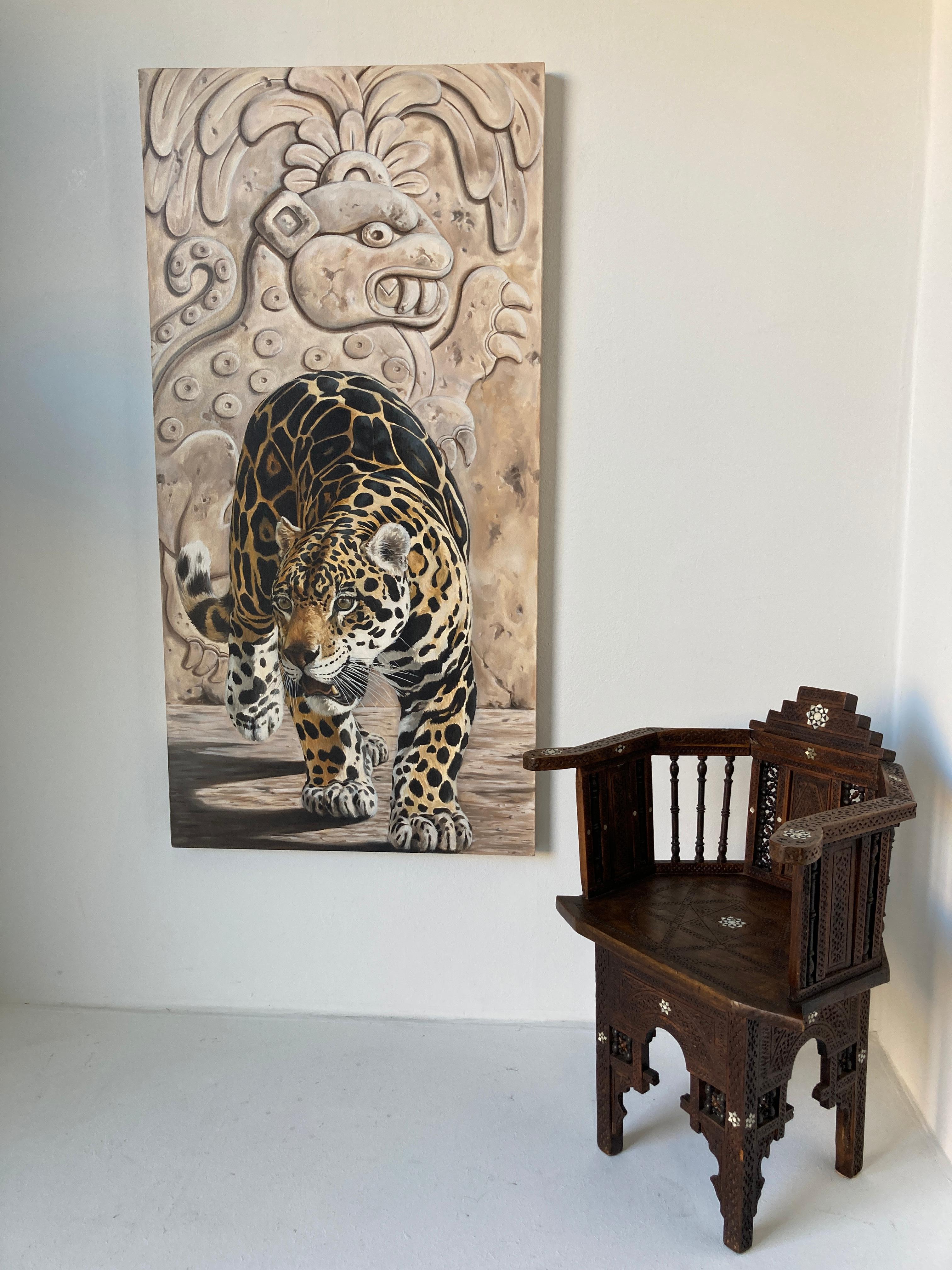 Large Oil on Canvas, Mayan Jaguar by Kindrie Grove 2002 For Sale 8