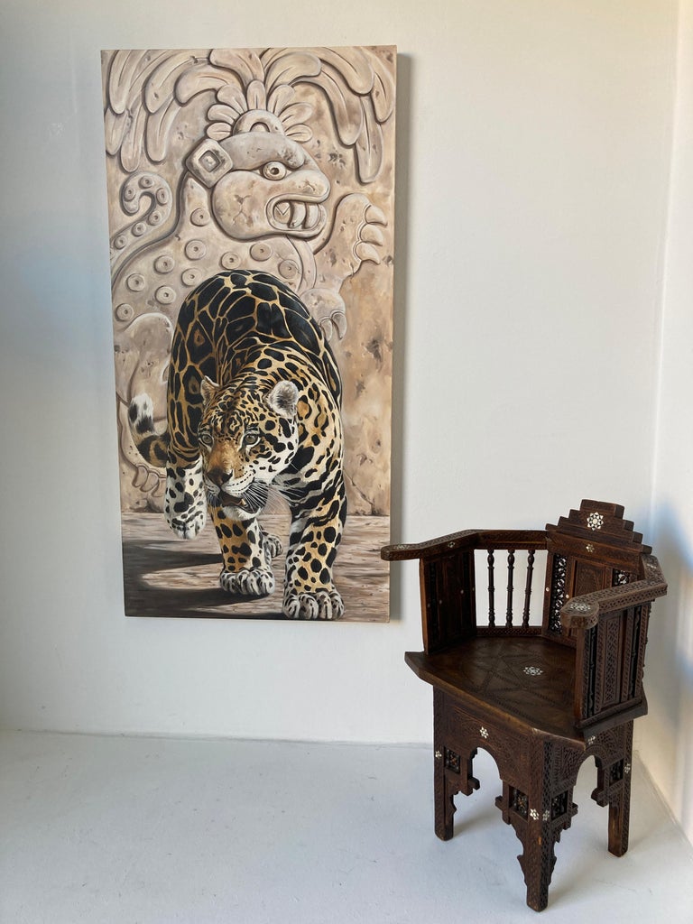 Large Oil on Canvas, Mayan Jaguar by Kindrie Grove 2002 For Sale 11
