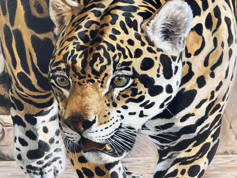 Canadian Large Oil on Canvas, Mayan Jaguar by Kindrie Grove 2002 For Sale