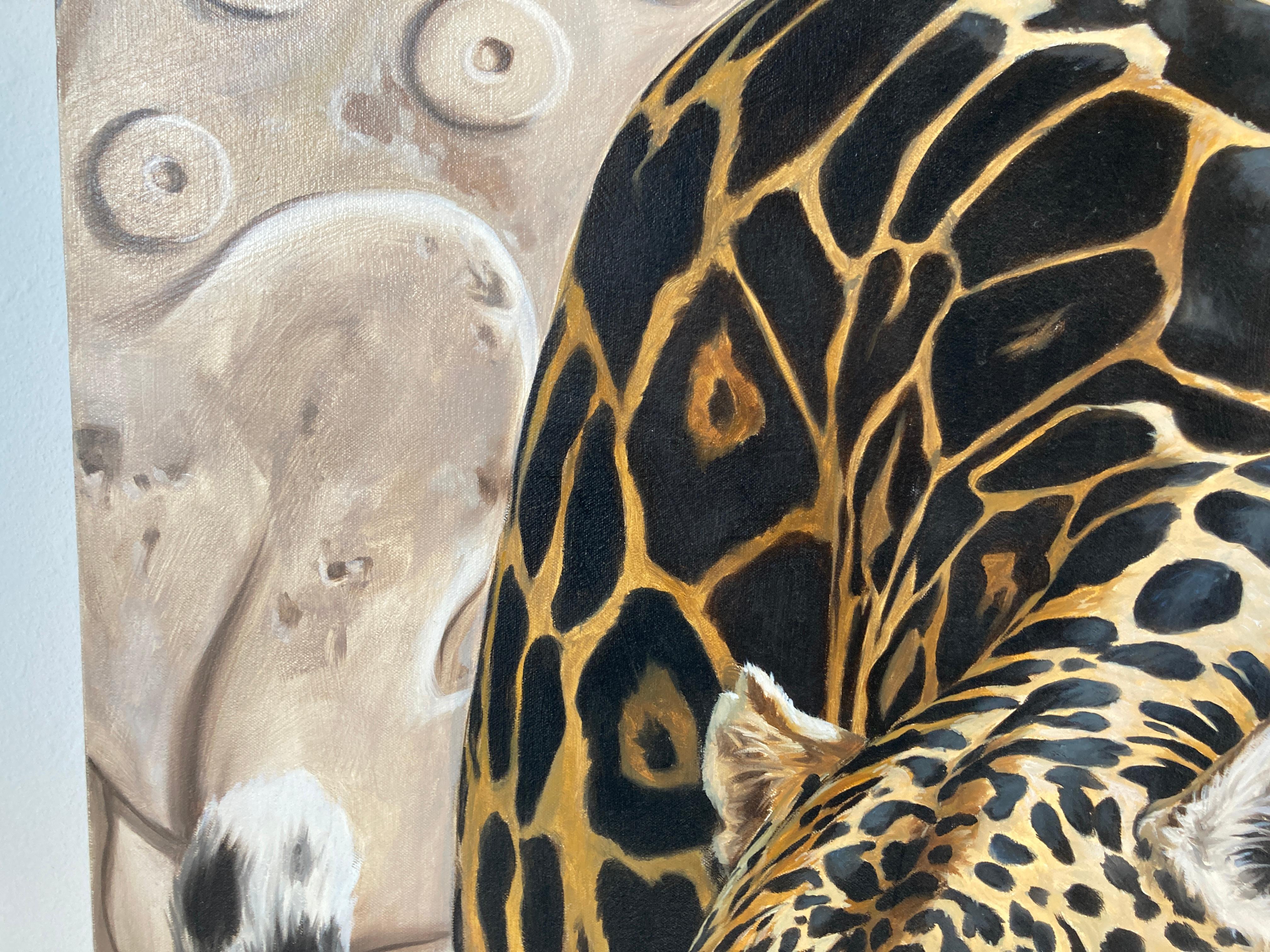 Peint Grande huile sur toile Mayan Jaguar de Kindrie Grove 2002 en vente