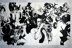 Large Oil on Canvas Jazz Box, France, 1960