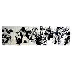 Gran óleo sobre lienzo Caja de Jazz, Francia, 1960