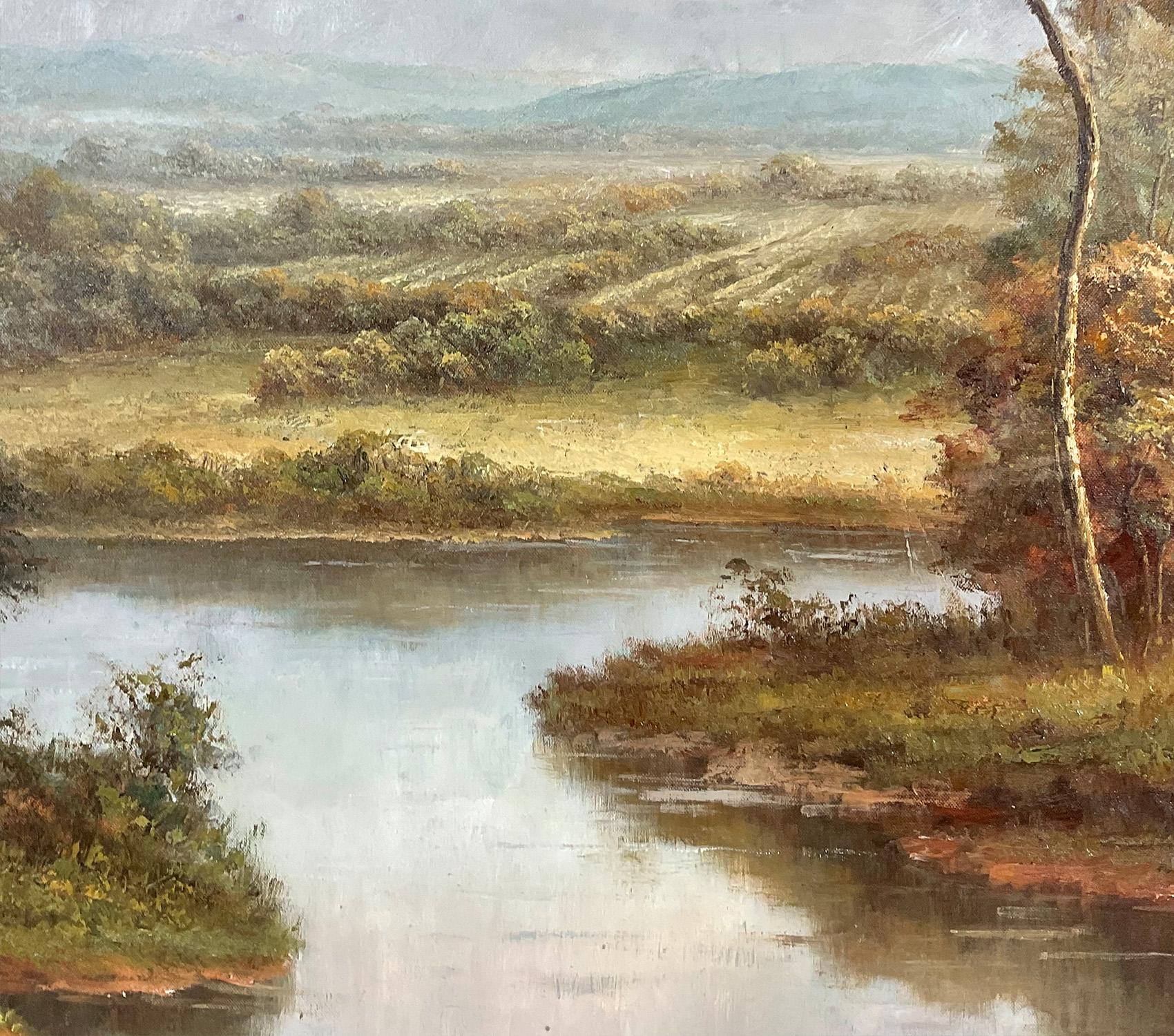 Toile Grande peinture de paysage à l'huile sur toile en vente