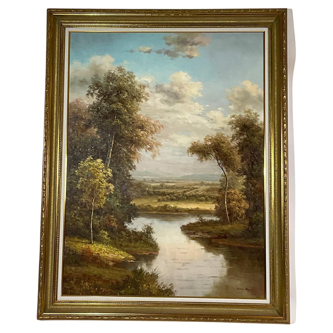 Large Oil on Canvas Landscape Painting