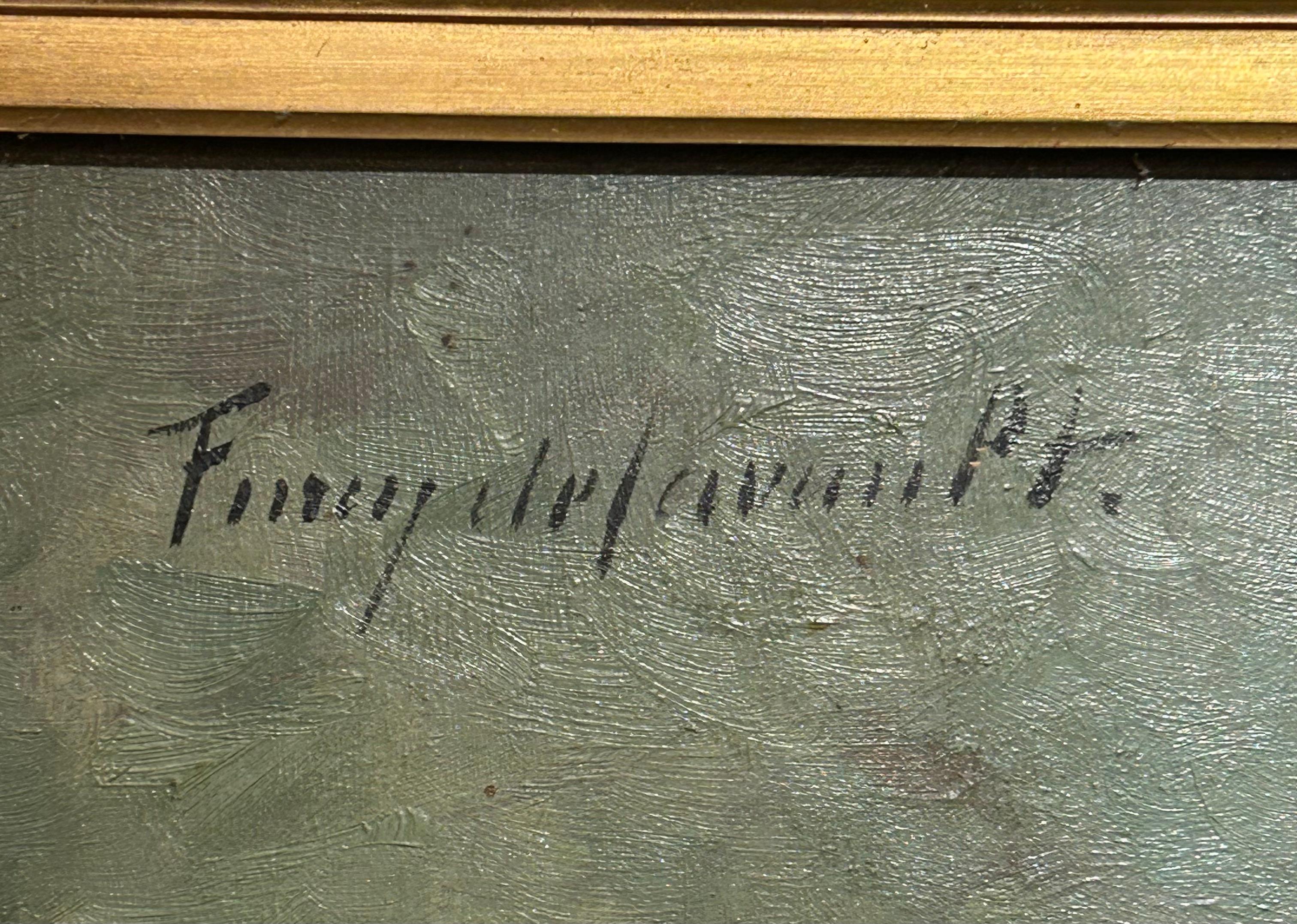 Olio su tela di grandi dimensioni, Lillà e viole, FURCY de LAVAULT, 1880 ca. In condizioni buone in vendita a PARIS, FR