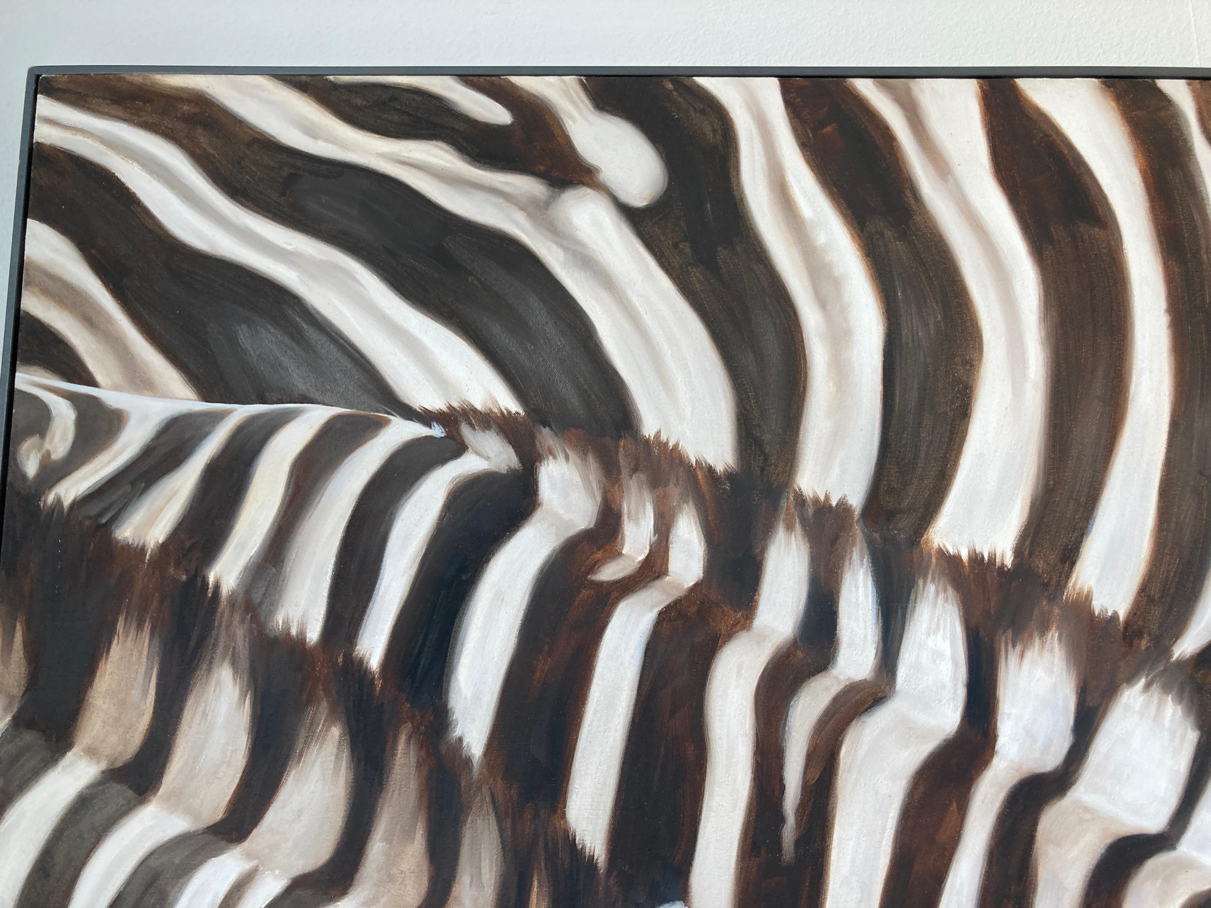 Canadian Large Oil on Canvas Oasis, African Zebras by Kindrie Grove, 1999 For Sale
