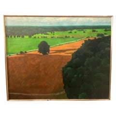 Large Oil On Canvas Of Pastoral Landscape By Hershall Seals 