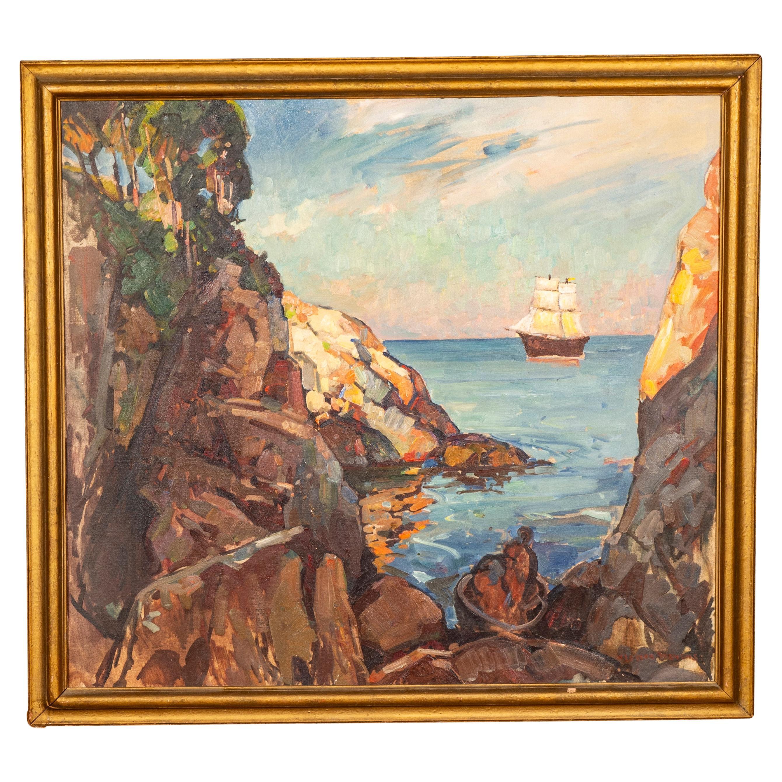 Large Oil On Canvas Painting By William Lester Stevens For Sale