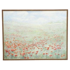 Large Oil on Canvas Painting of a Poppy Field
