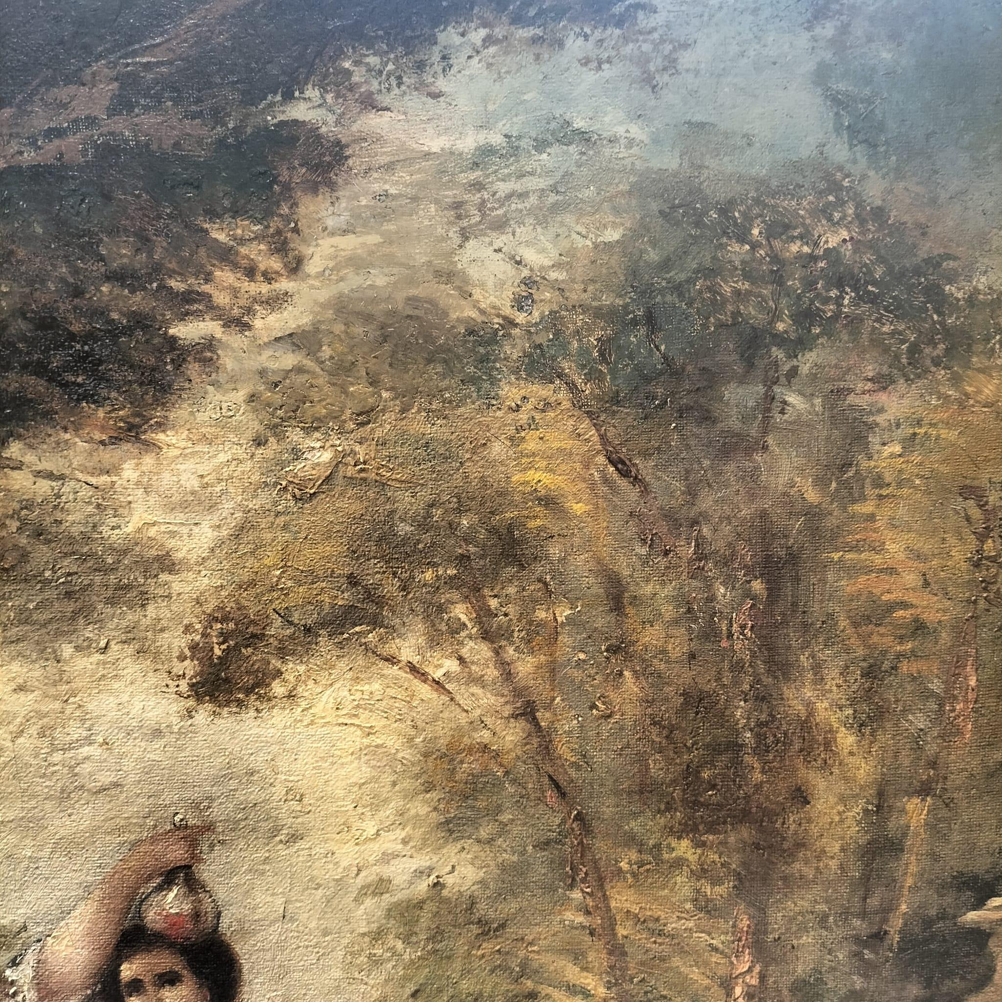 Large Oil-on-Canvas Painting of Aristocrats in a Lush Garden, 19th Century In Good Condition In NICE, FR
