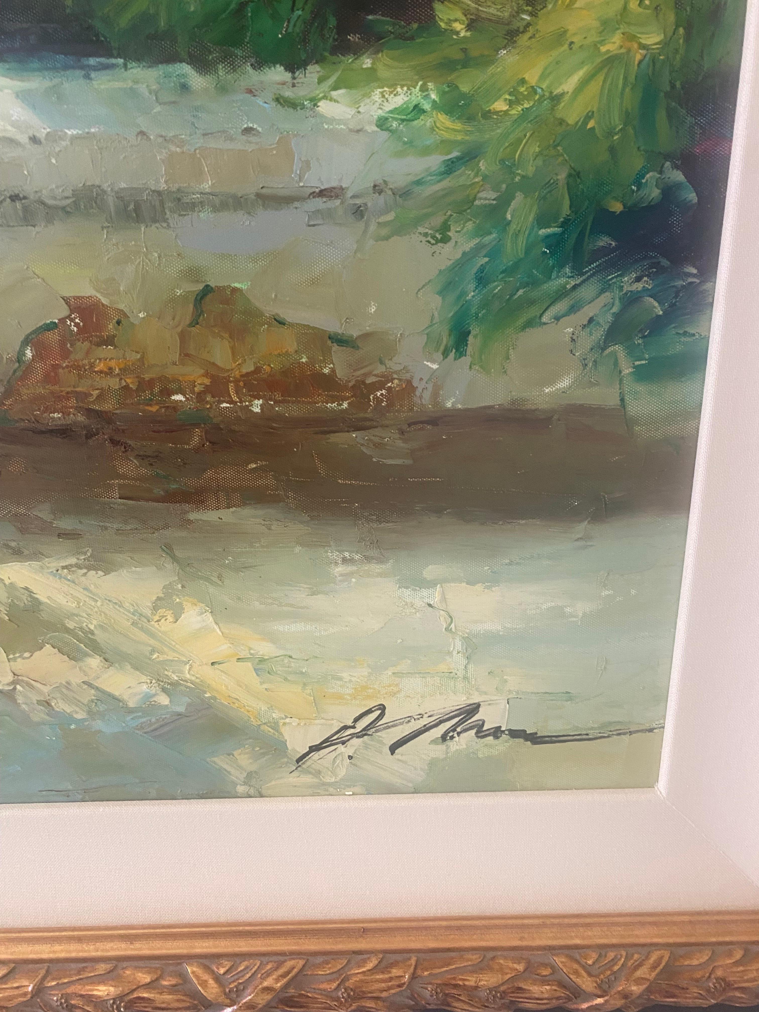 Großes Gemälde in Öl auf Leinwand aus der italienischen Küste, signiert (Gemalt) im Angebot