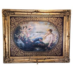 Large Oil on Canvas Painting of ‘Venus & Cupid’ After Hans Zatzka