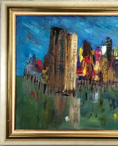 Large Oil on Canvas Painting New York Signed Eric Forg