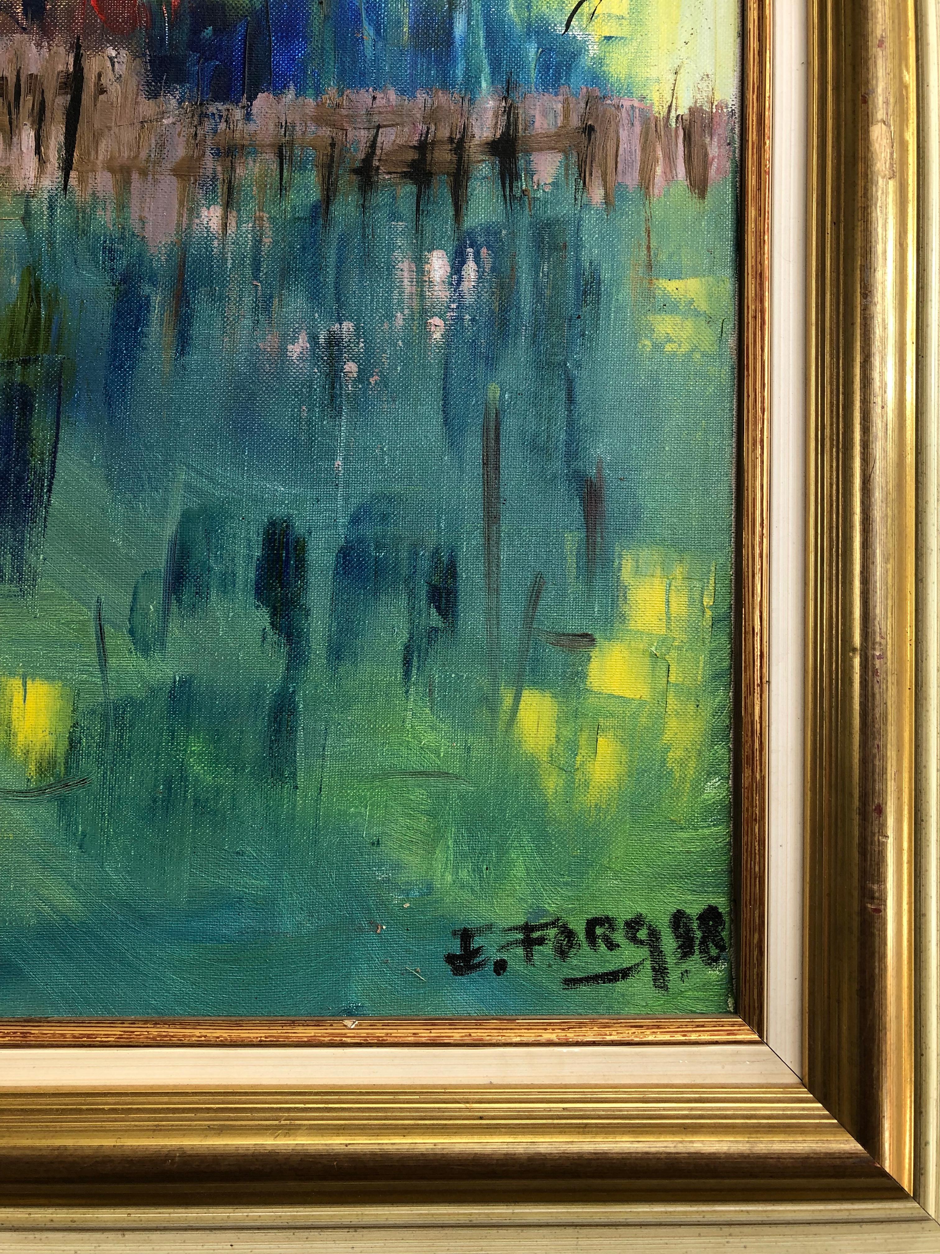 Moderne Grande Peinture  l'huile sur toile de New York signe Eric Forg en vente