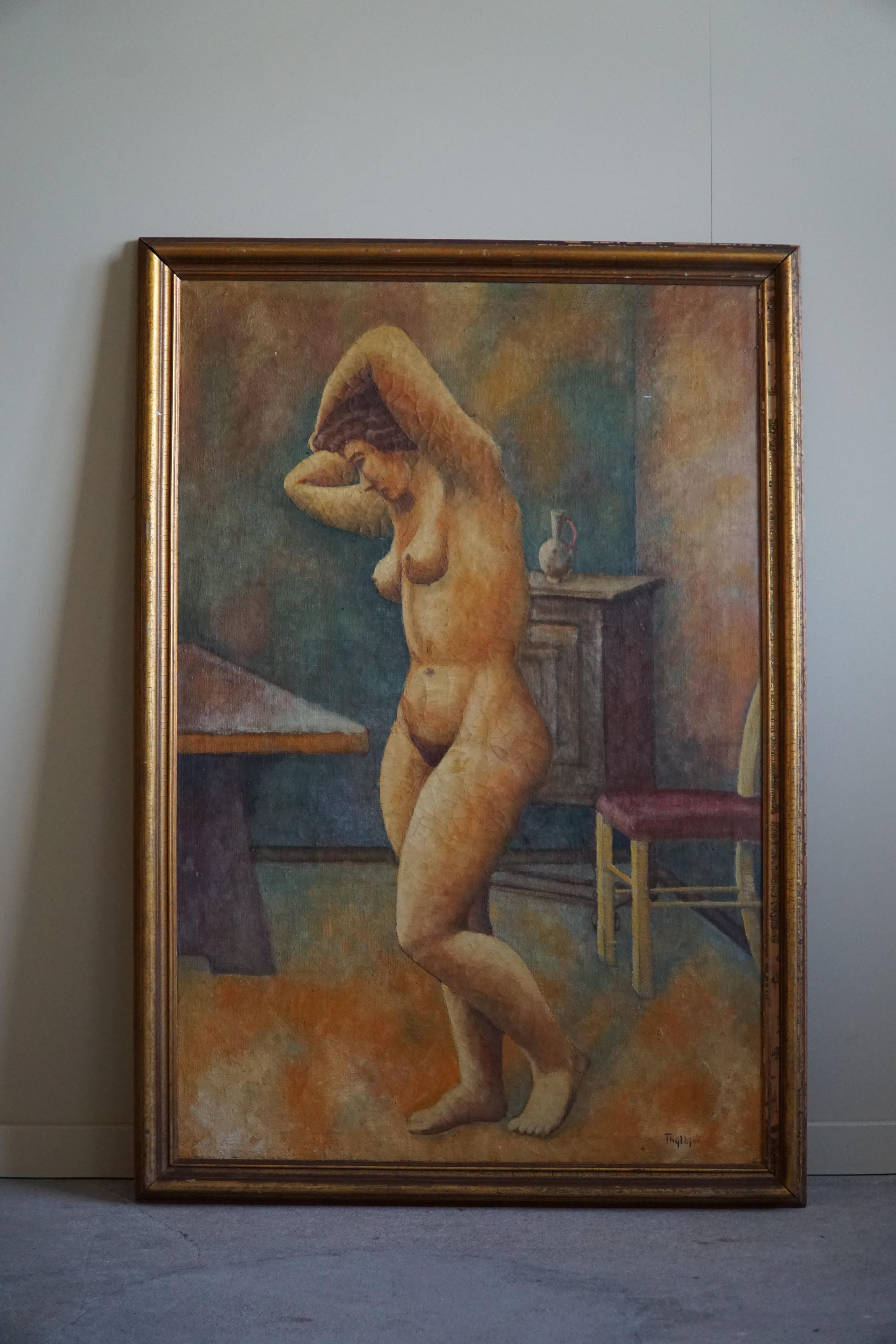 19th Century Large Oil on Canvas Painting, Unknown Danish Artist, Late 1800s For Sale