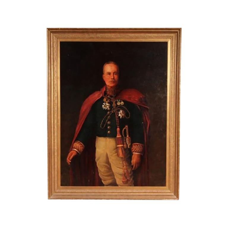 Large Oil on Canvas Portrait of a Military Gentleman