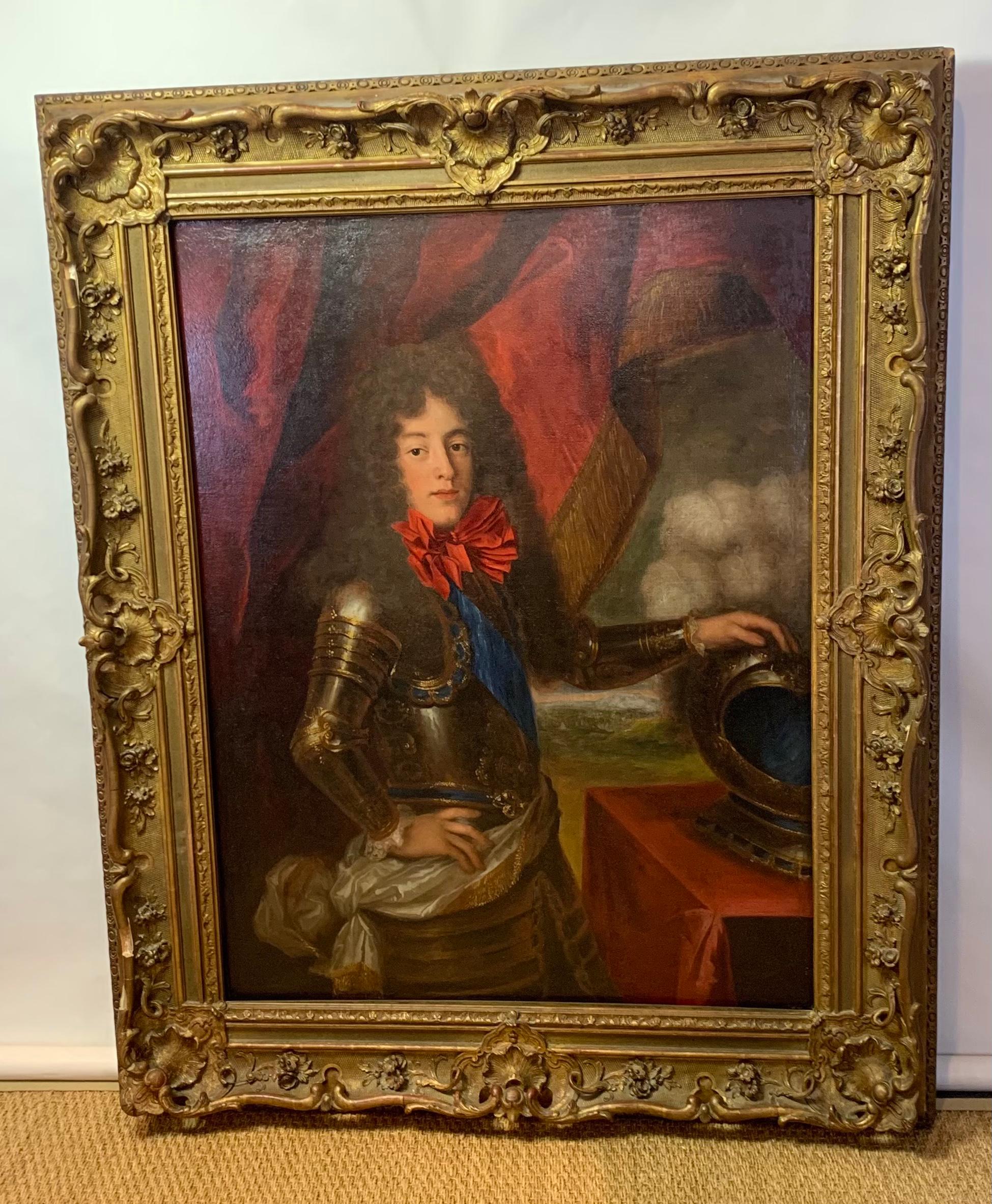 Baroque Large Oil on Canvas Portrait of Louis, Prince of Condé