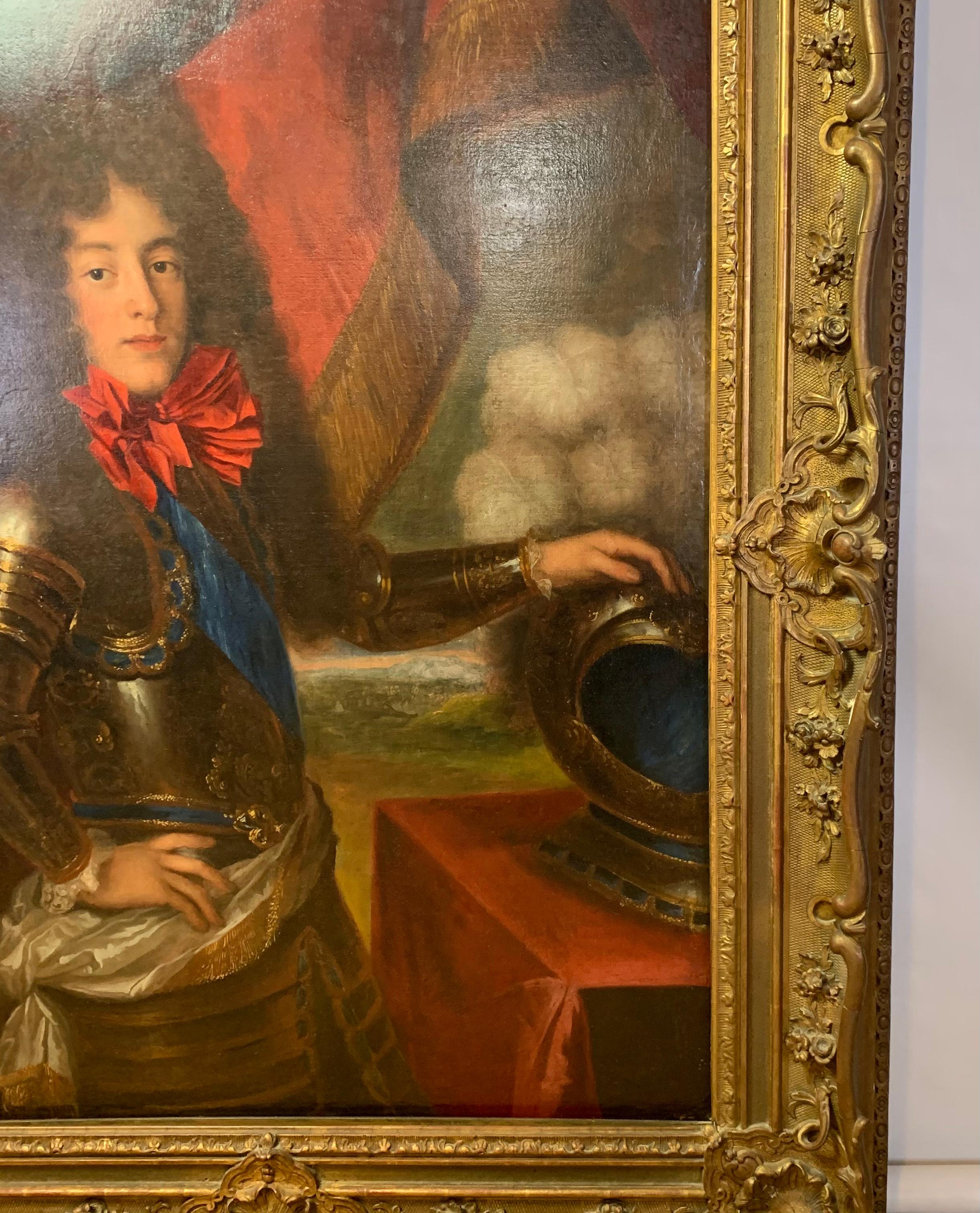 French Large Oil on Canvas Portrait of Louis, Prince of Condé