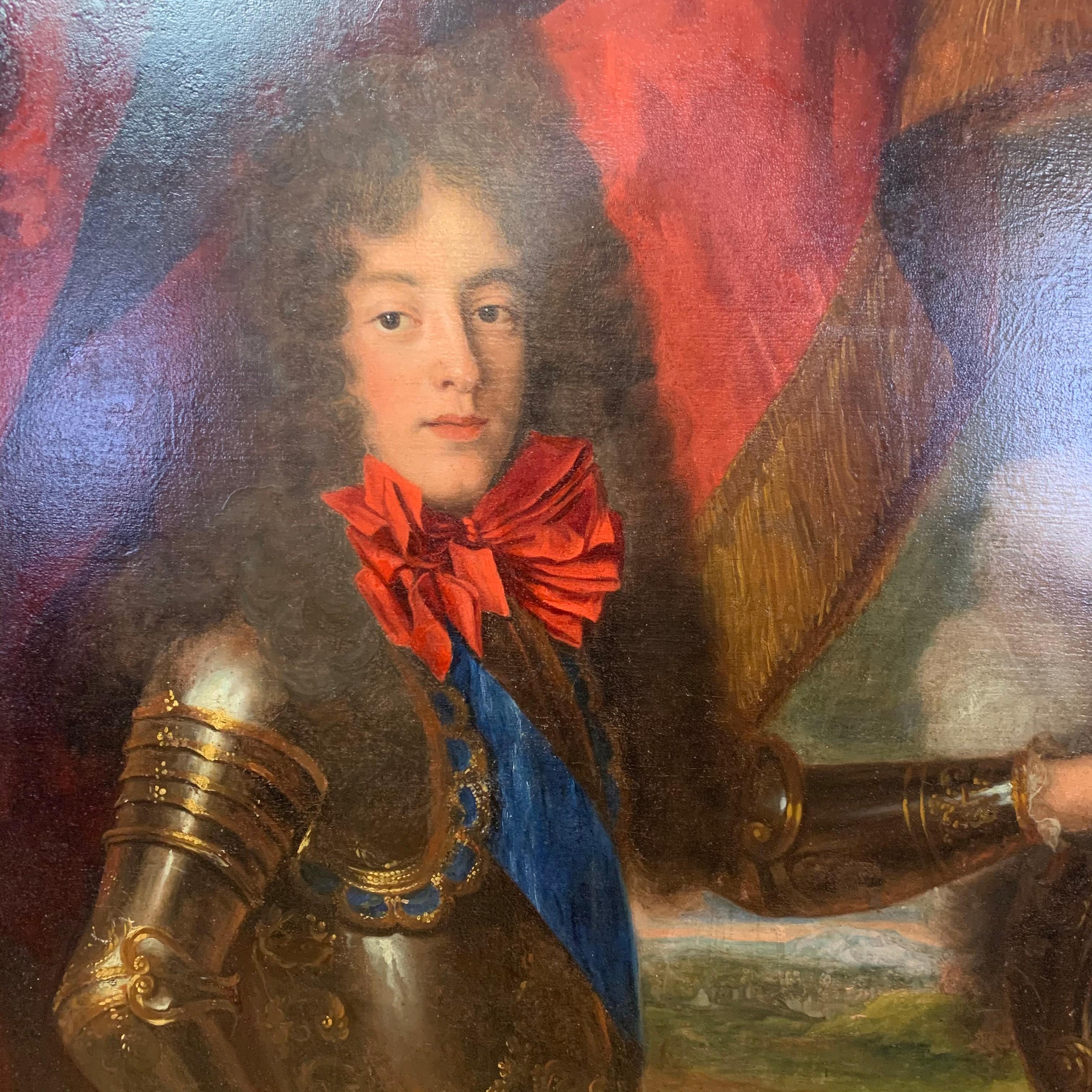 Large Oil on Canvas Portrait of Louis, Prince of Condé In Good Condition In Kilmarnock, VA