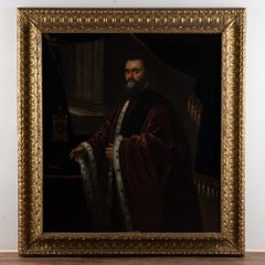 Large Oil on Canvas Portrait of Venetian Nobleman, circa 1900's