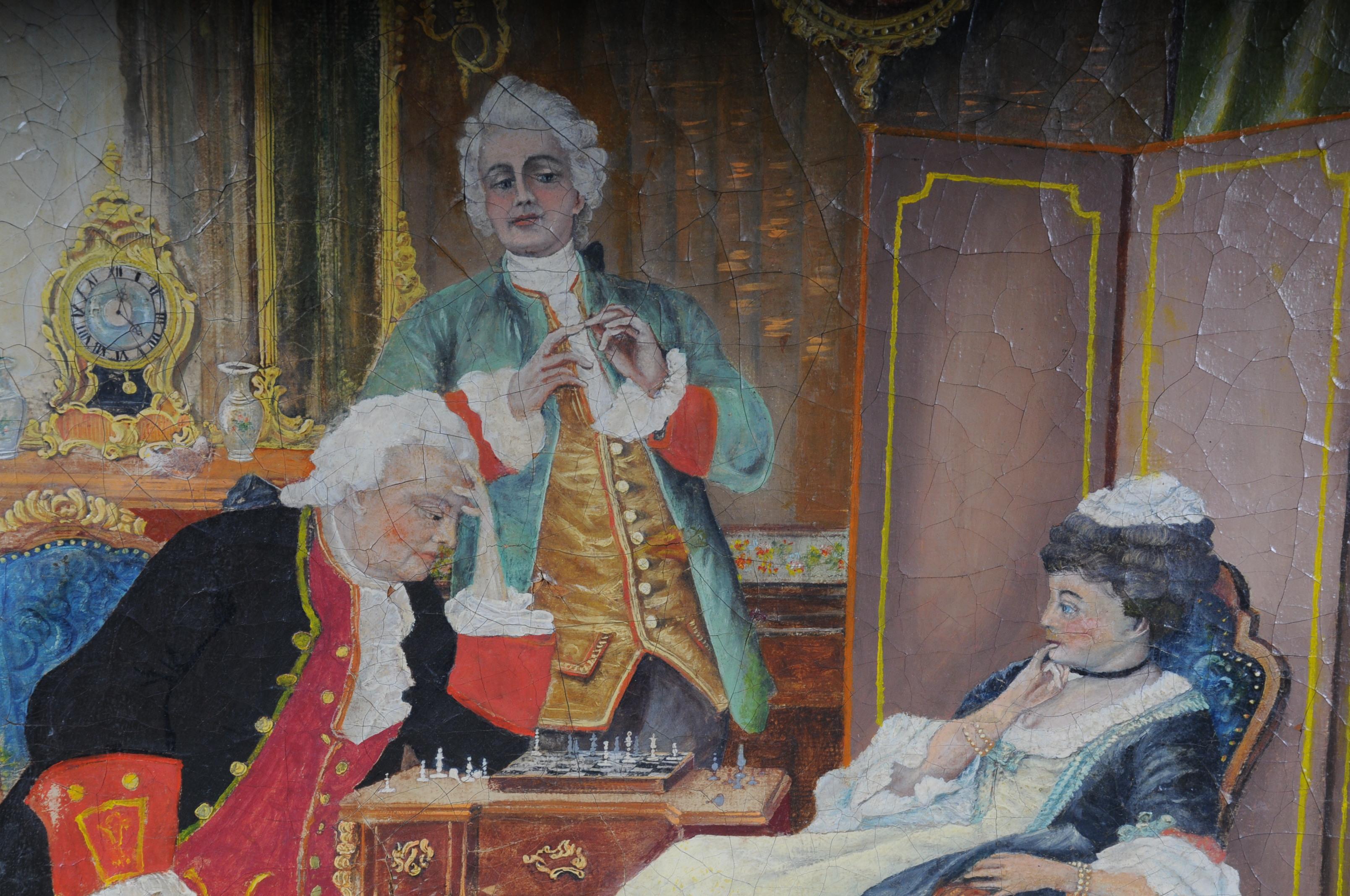Gran cuadro rococó al óleo sobre lienzo, hacia 1900 en venta 4