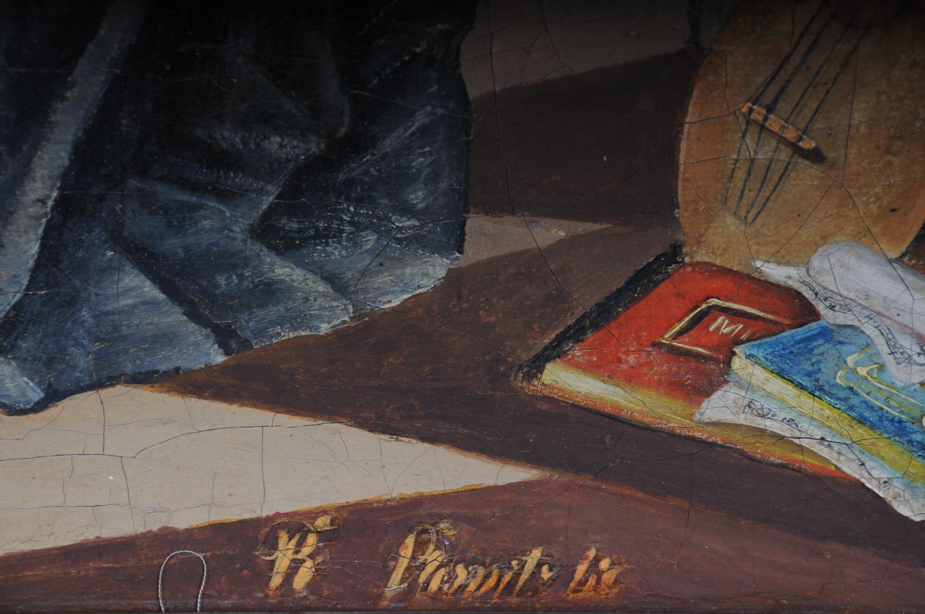Grande peinture rococo à l'huile sur toile:: vers 1900 en vente 6