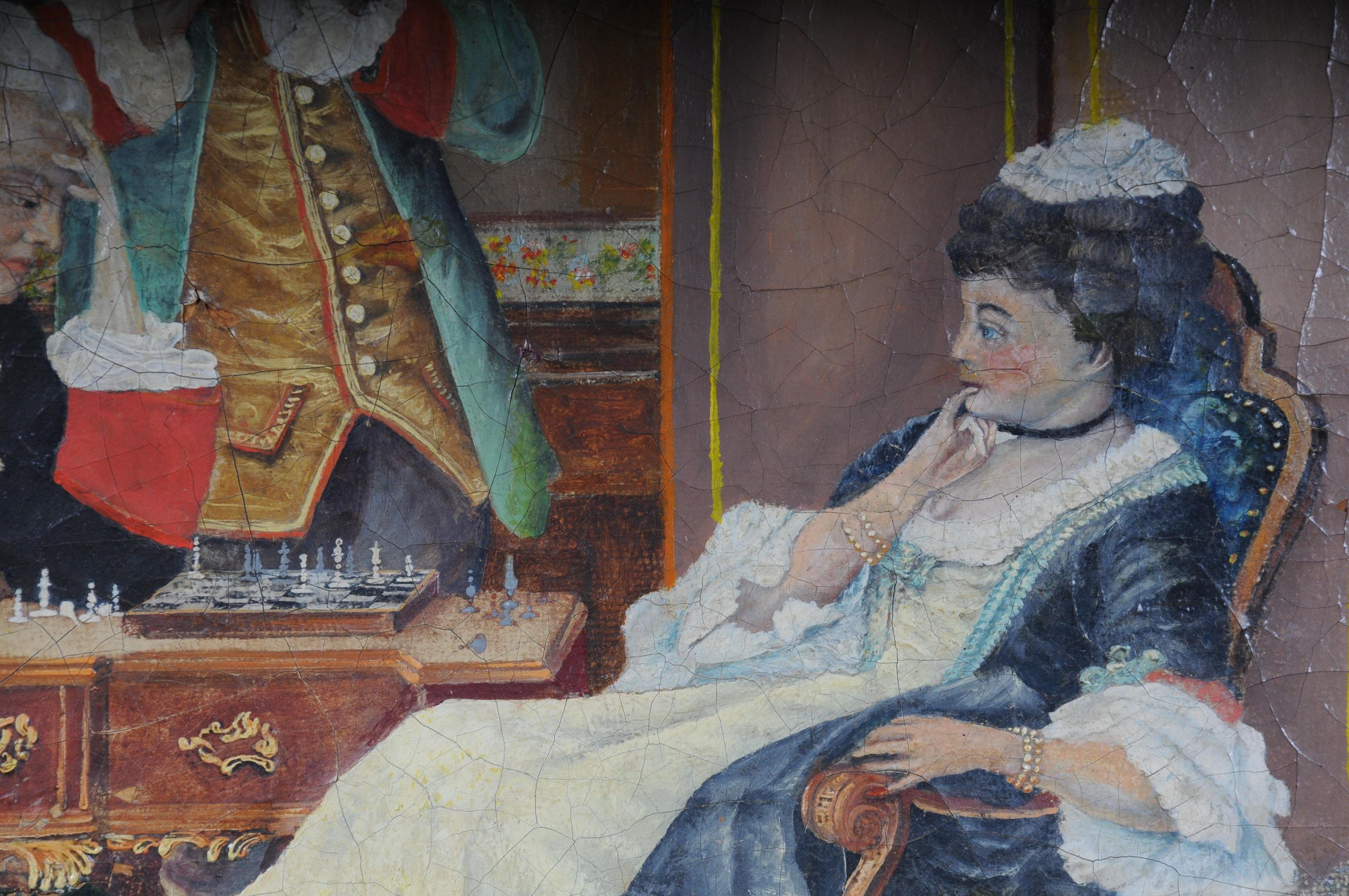 Grande peinture rococo à l'huile sur toile:: vers 1900 Bon état - En vente à Berlin, DE