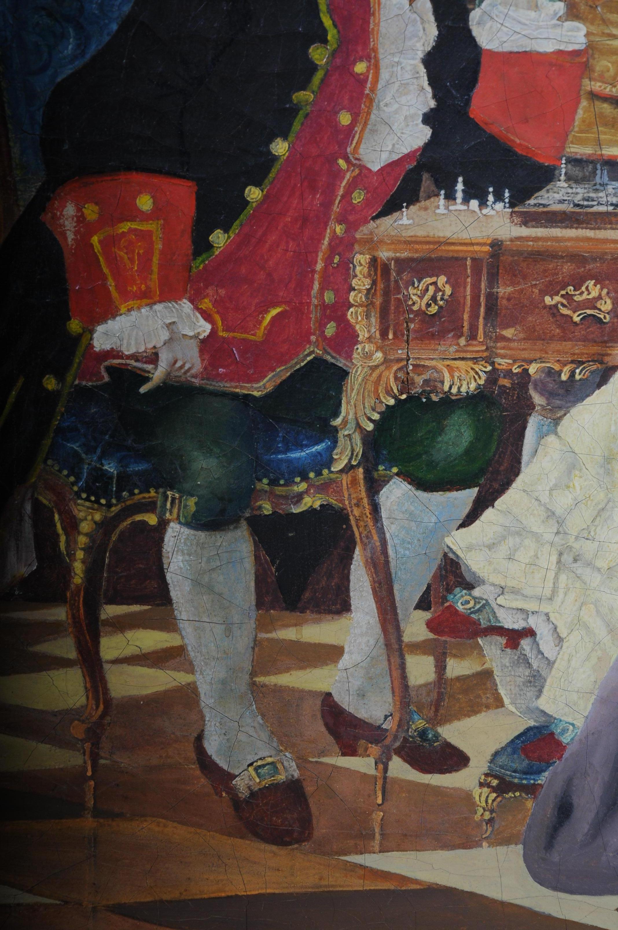 Grande peinture rococo à l'huile sur toile:: vers 1900 en vente 1