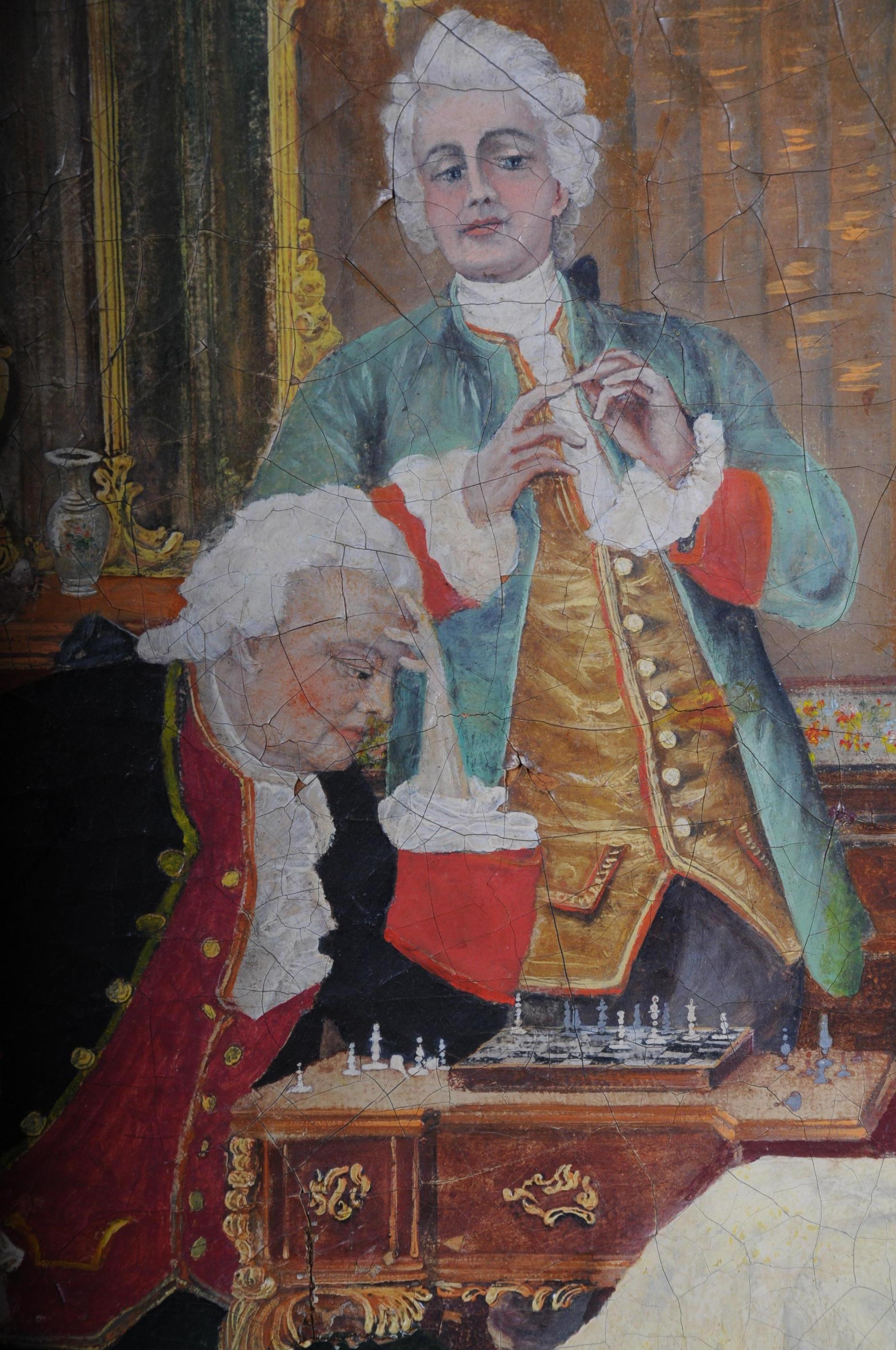 Grande peinture rococo à l'huile sur toile:: vers 1900 en vente 3