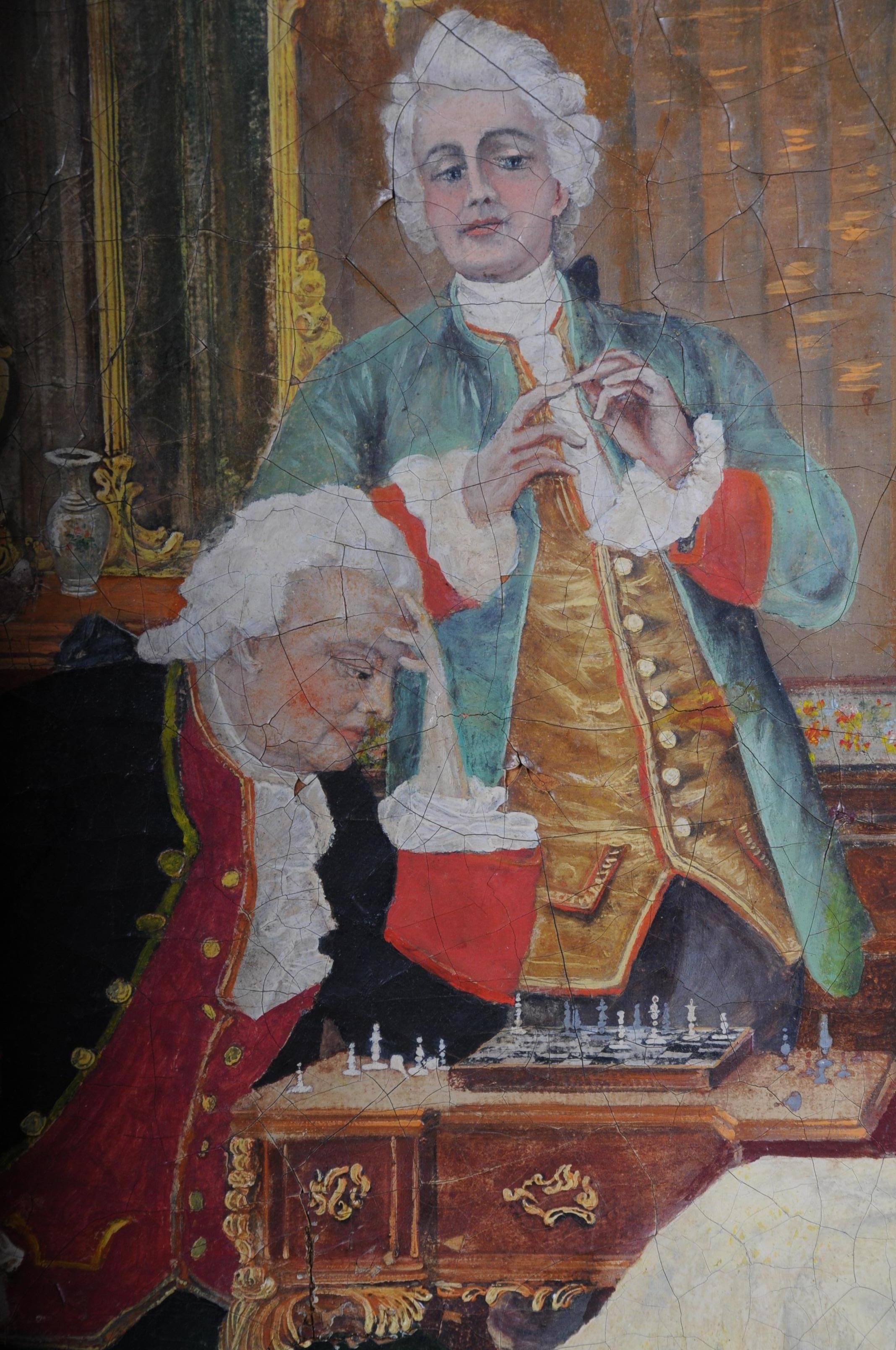 Gran cuadro rococó al óleo sobre lienzo, hacia 1900 en venta 3