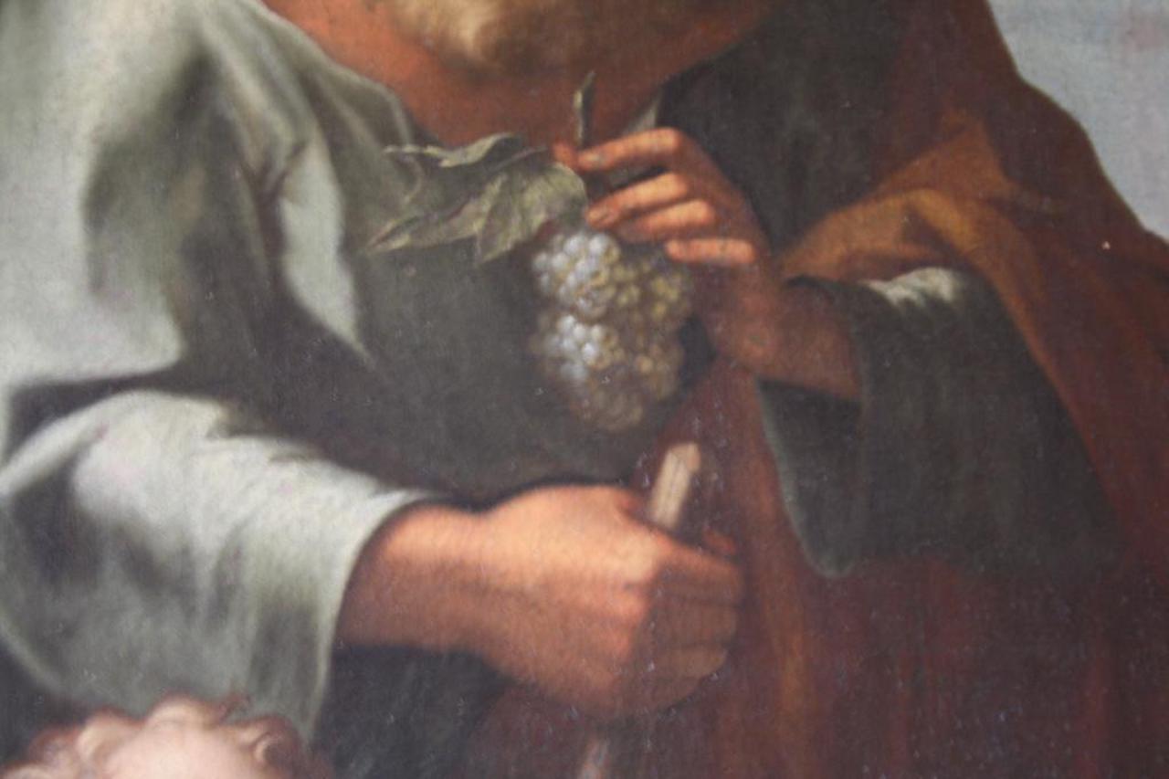 Peint à la main Grande huile sur toile, Sacra Familia, Giovanni Domenico Brugieri (1678-1744) en vente