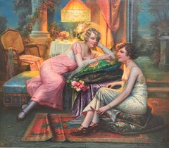 Large Oil On Canvas Signed Max Carlier (1872-1938) - Joyeuse Confidence
