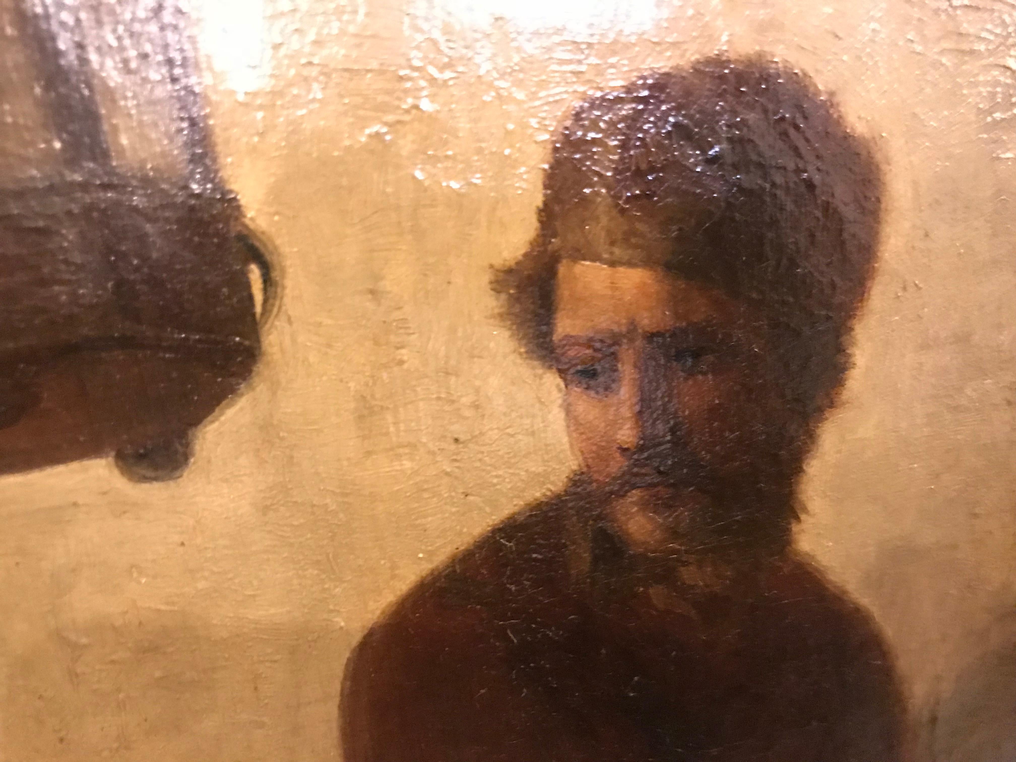Large Oil on Canvas Tavern Scene Signed G. Ogelvi Ried 