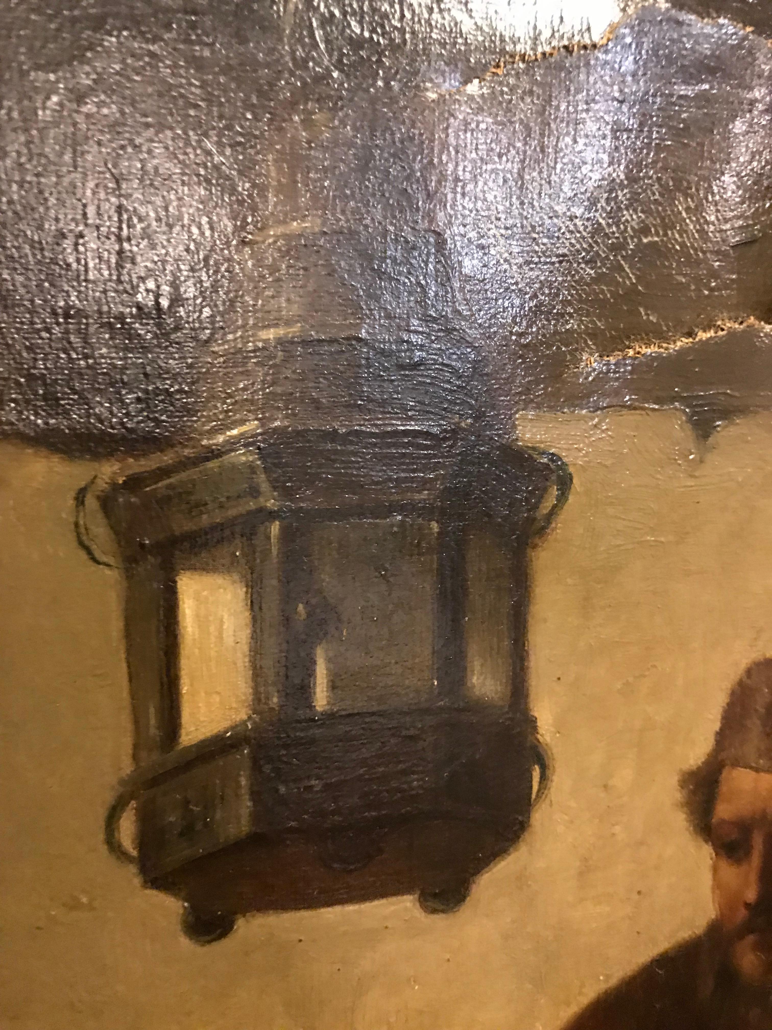 Large Oil on Canvas Tavern Scene Signed G. Ogelvi Ried 