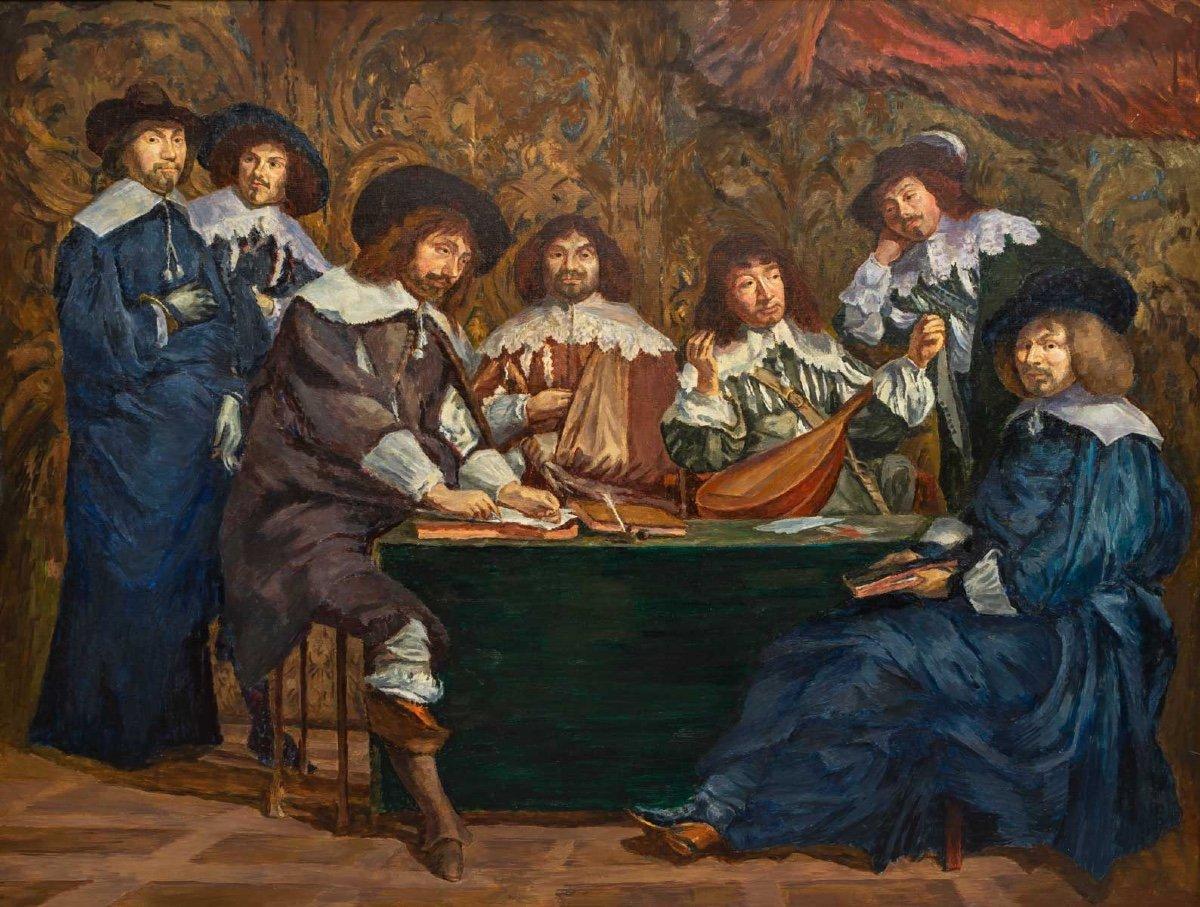 Peinture Grande huile sur toile - L'Académie - réalisation du XIXe siècle en vente