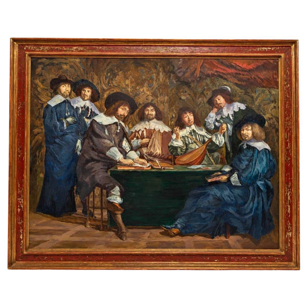 Grande huile sur toile - L'Académie - réalisation du XIXe siècle en vente