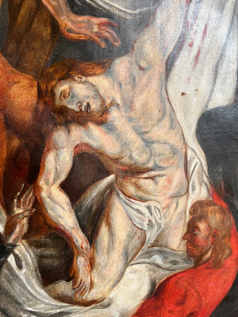 Large Oil on Canvas the Descent from the Cross in the Style of Peter Paul Rubens For Sale 10
