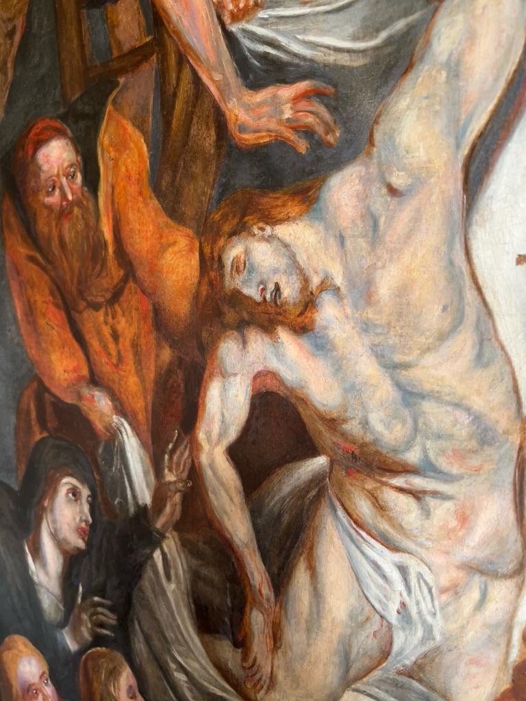 18th Century Large Oil on Canvas the Descent from the Cross in the Style of Peter Paul Rubens For Sale