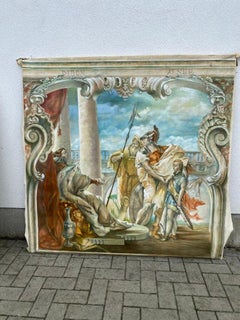 Grande huile sur toile, « Décor de théâtre », vers 1930