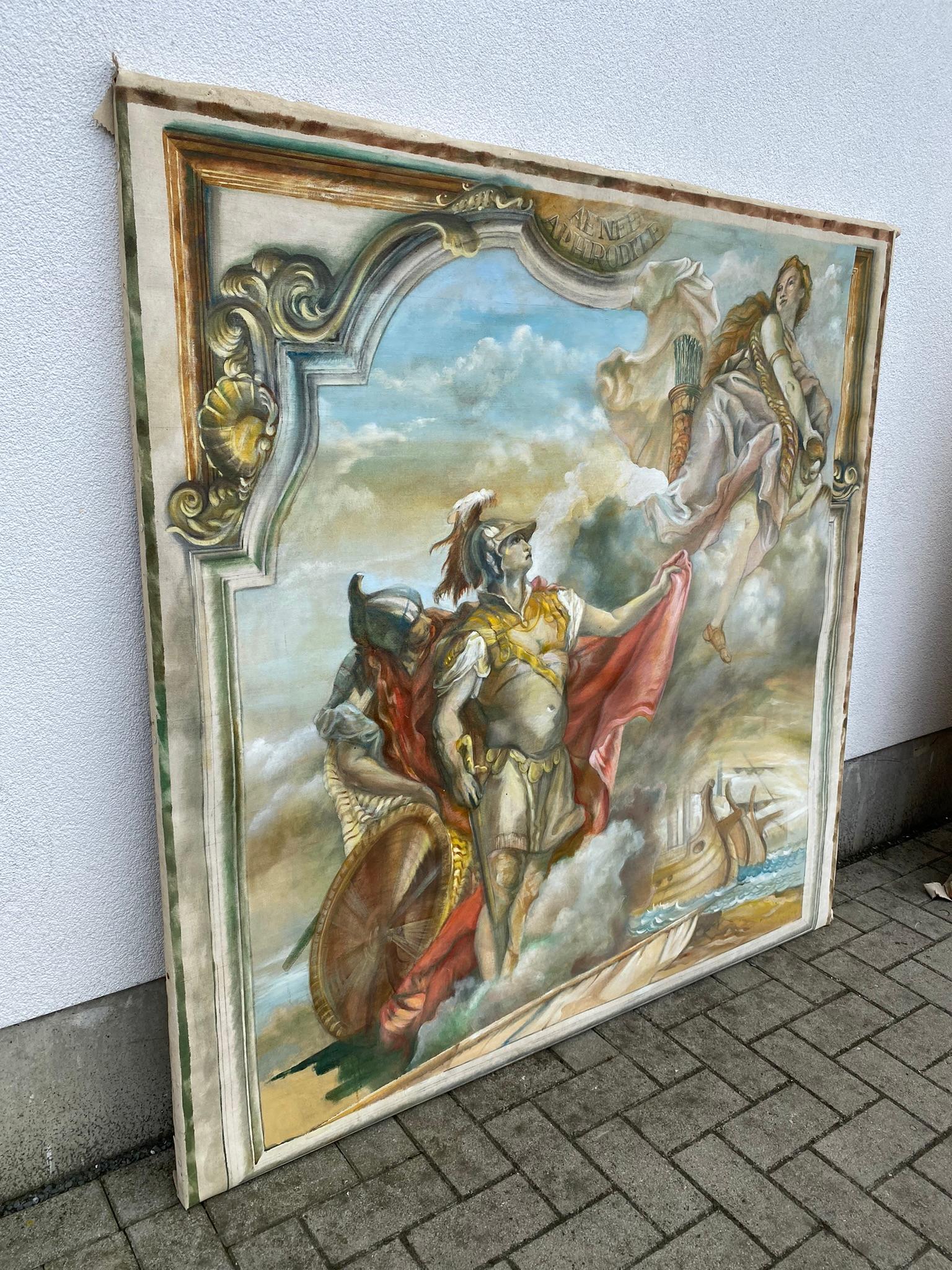 Großes Ölgemälde auf Leinwand, „Theater-Dekor“, um 1930 (Farbe) im Angebot