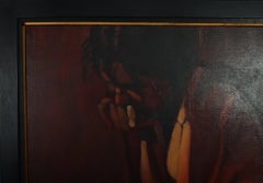 Large Oil on Canvass Lady on a club Chair by Fonferrier