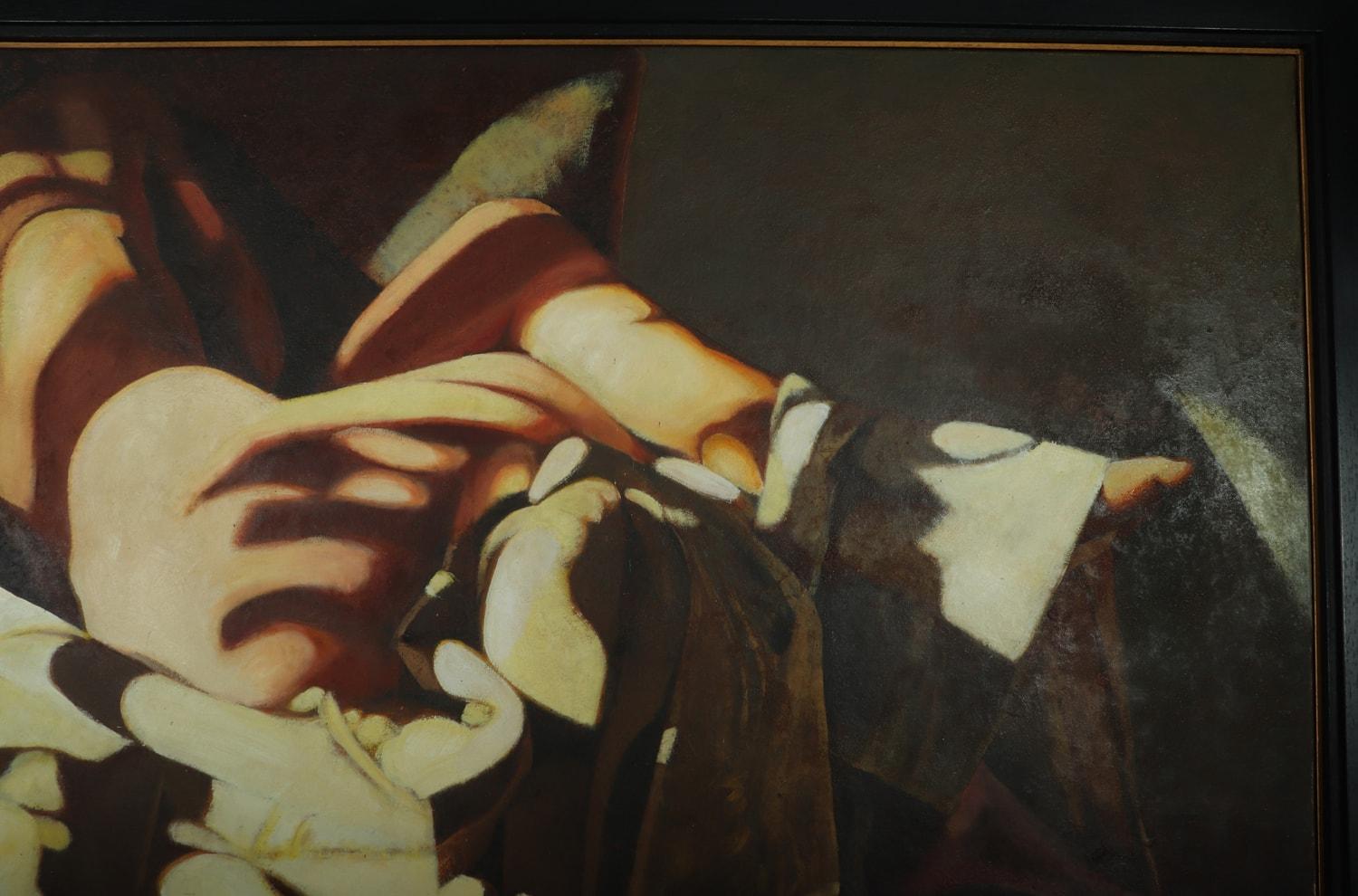 French Large Oil on Canvass Lady Turned on a Club Chair by Fonferrier For Sale