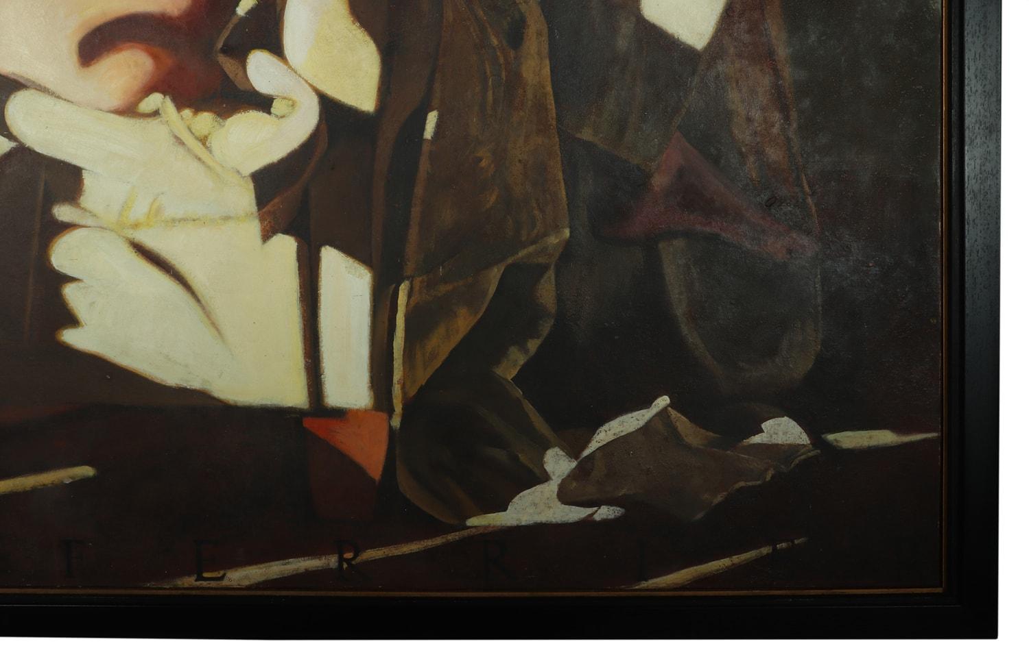 Oiled Large Oil on Canvass Lady Turned on a Club Chair by Fonferrier For Sale