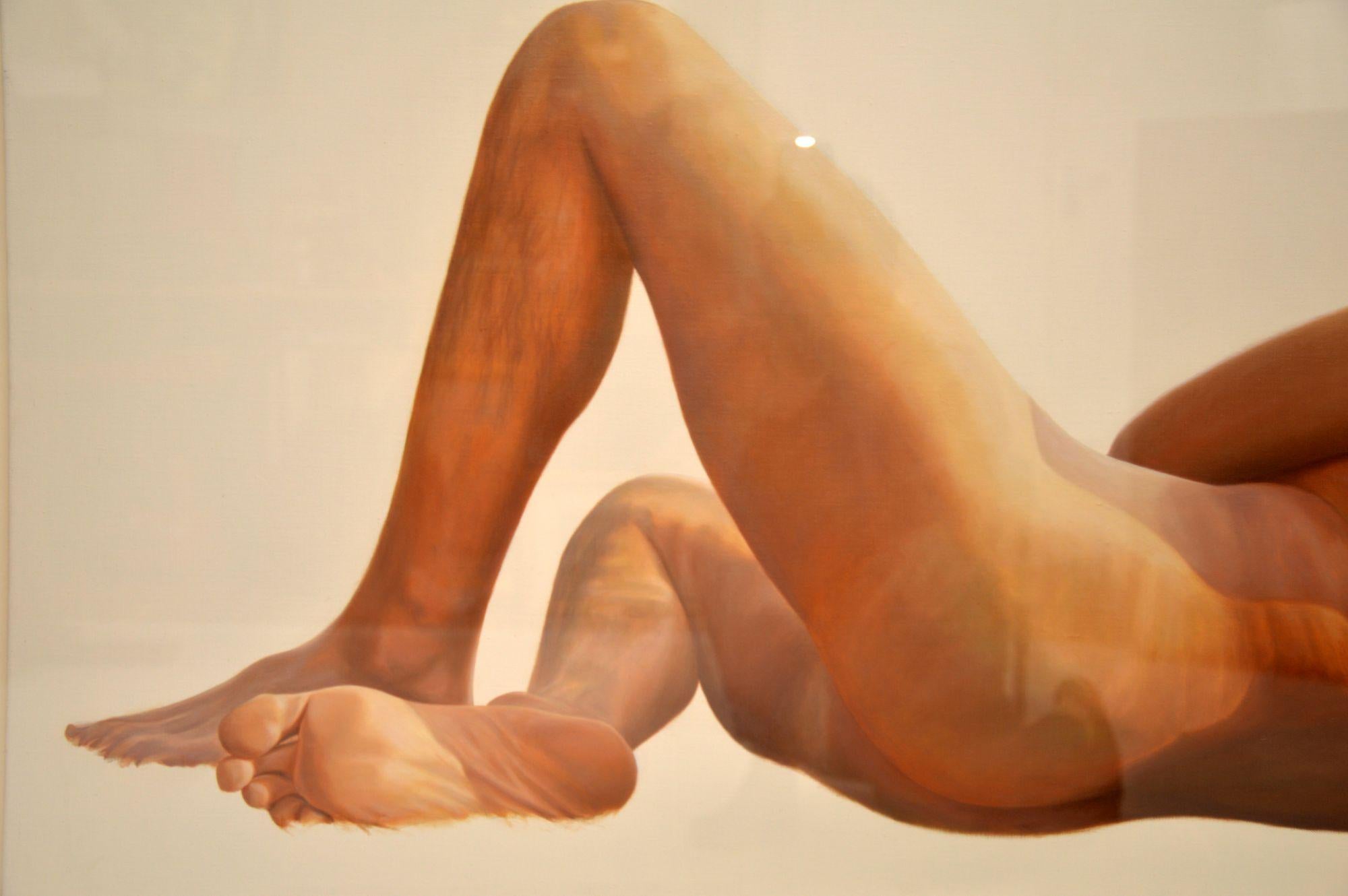 Fine XX secolo Grande quadro di nudo olio su tela di Alan Brassington in vendita